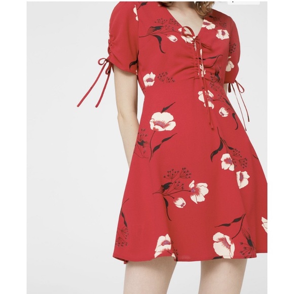Mango red flowers print dress - Picture 4 of 8